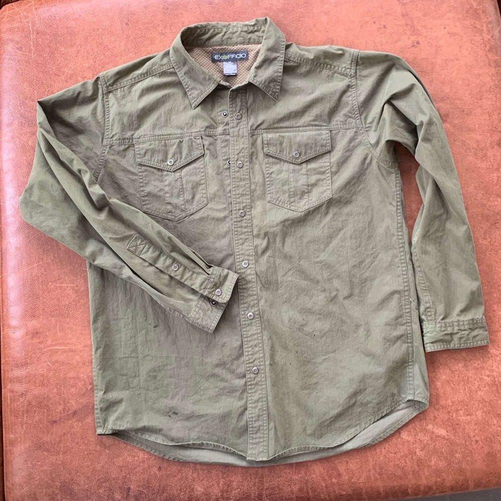 Exofficio Work Shirt, Green, Men's Large